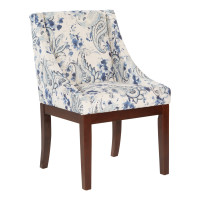 OSP Home Furnishings MNA-P63 Monarch Dining Chair in Paisley Blue with Medium Espresso Wood Legs
